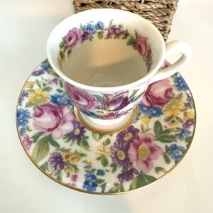 Vintage Castleton Floral Garden Caprice Tea Cup & Saucer Shabby Chic Collection